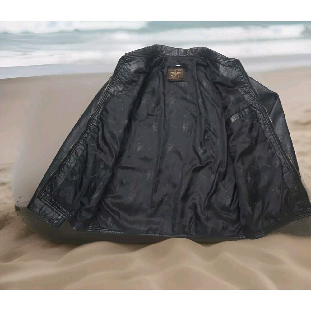Reportage RGA Italian Leather Moto Rider Jacket Bomber Black Size M - Picture 6 of 9